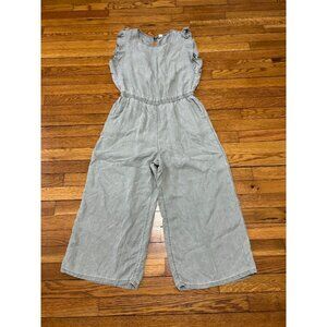 Old Navy Womens Jumpsuit Size Medium Green 100% Tencel Lyocell Wide Leg Cropped